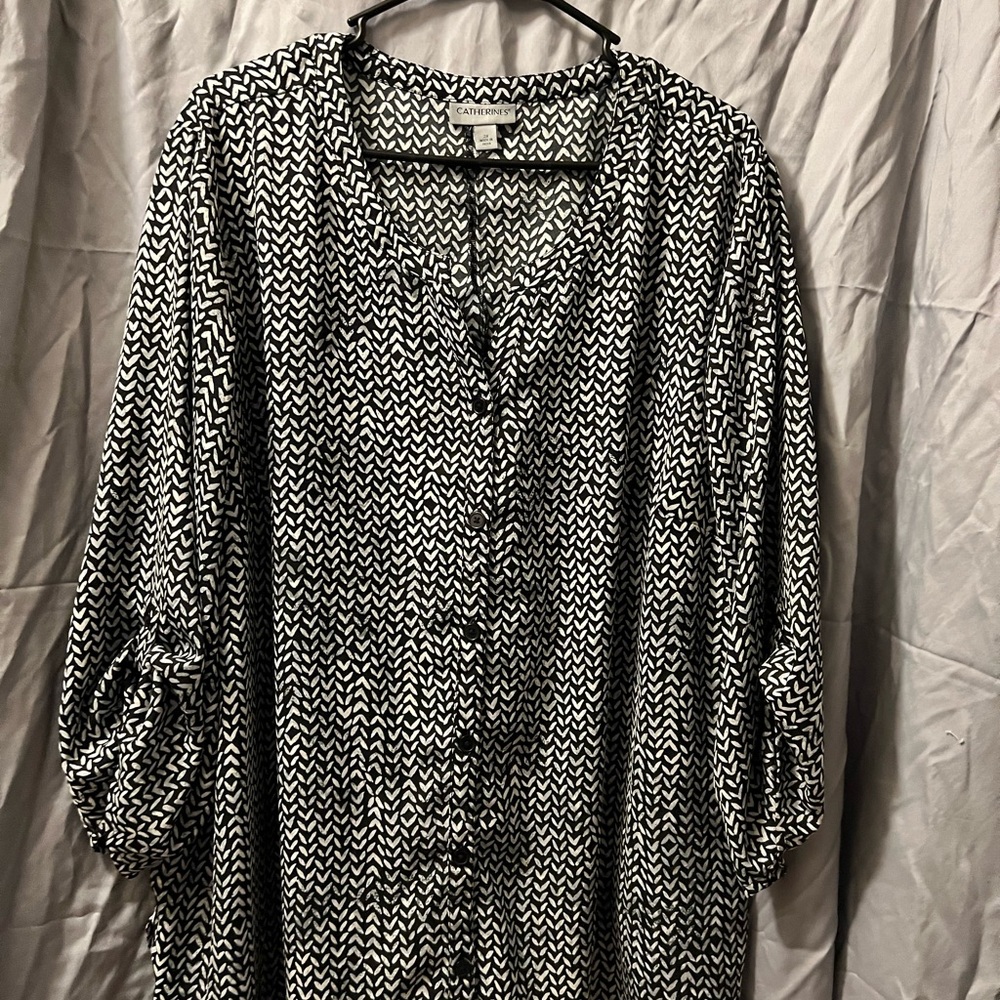 Catherines Monochrome Chevron Blouse